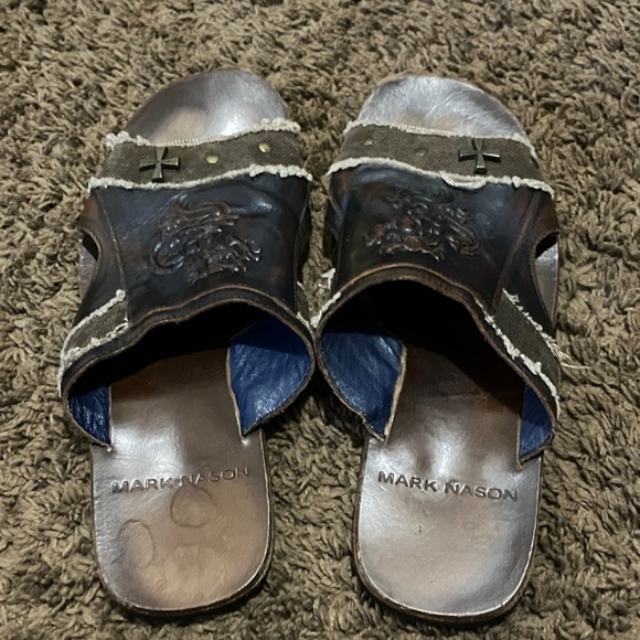Mark Nason Los Angelos Made In Italy Dark Brown Leather Sandals w/ Dragon Design main image 7